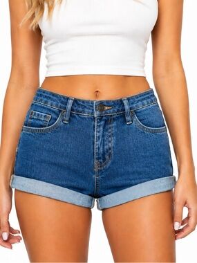 Forever 21 Denim Shorts Size 28 Rolled Cuff Jean Shorts